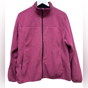 Lands' End Women’s Pink Fleece Jacket Coat Long Sleeves LP 14-16